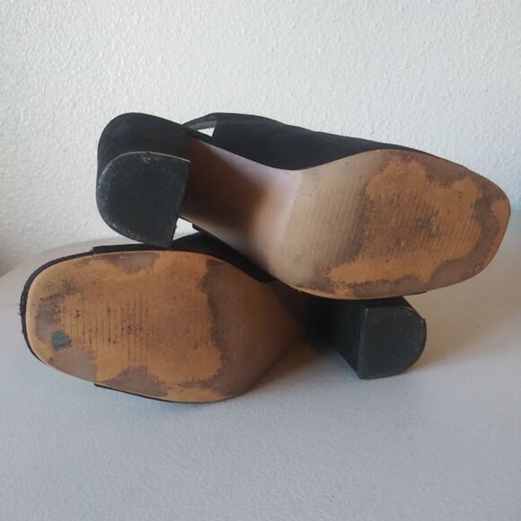 Shoe Dazzle Lucinda women's size 9.5 Black faux suede, open toe high heel shoes - Picture 10 of 16